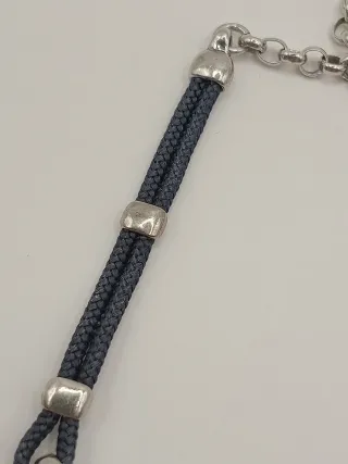 Braccialetto uomo placca argento 925 corda nautica