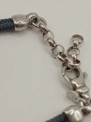 Braccialetto uomo placca argento 925 corda nautica