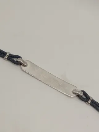 Braccialetto uomo placca argento 925 corda nautica