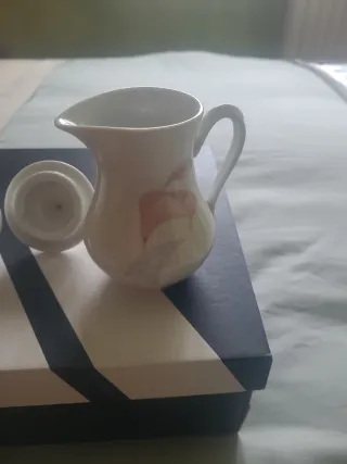 Juego de café porcelana fina de bohemia rosa y bla