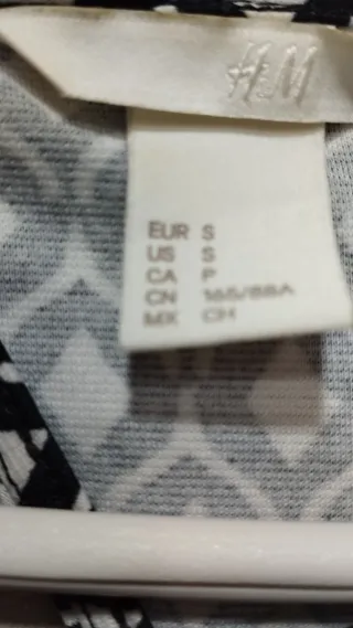 Vestido H&M Negro y Blanco Estampado