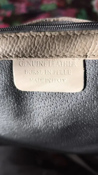 Bolso Piel 100% italiano color topo con Cartera y