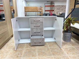 Cómoda Aparador 2 Puertas y 4 Cajones Blanco Nuevo