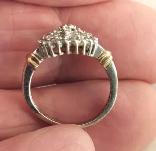 Anillo Oro Blanco 9ct Diamantes Vintage