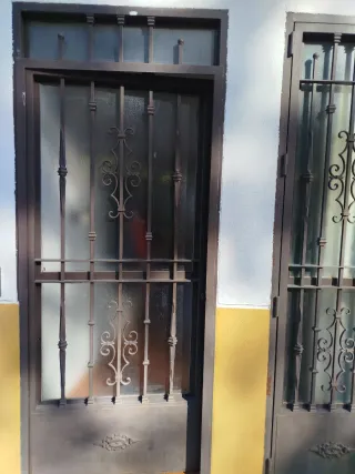 Puerta hierro y cristal entrada