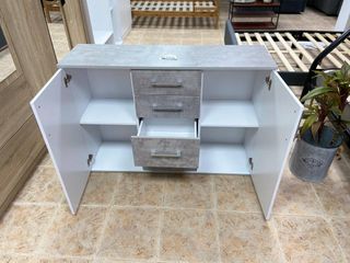 Cómoda Aparador 2 Puertas y 4 Cajones Blanco Nuevo