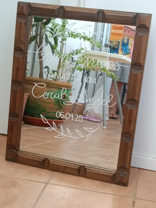 Espejo Boda personalizado. Hecho a mano
