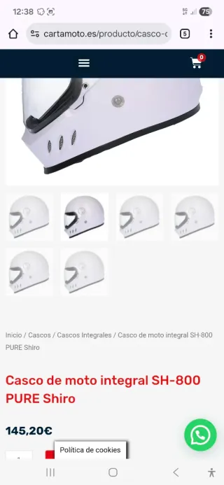 CASCO INTEGRAL SH 800 HELMETS PURE SHIRO TALLA M