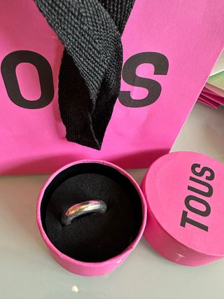 Anillos Tous Duna Tube 5mm Plata y Rosa. Talla 12