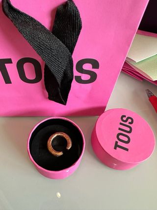 Anillos Tous Duna Tube 5mm Plata y Rosa. Talla 12