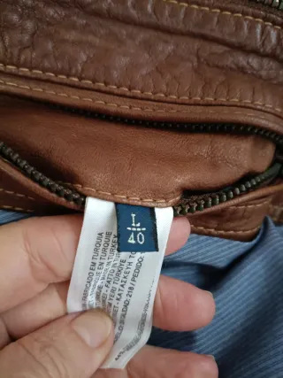 Chaqueta de piel marrón hombre