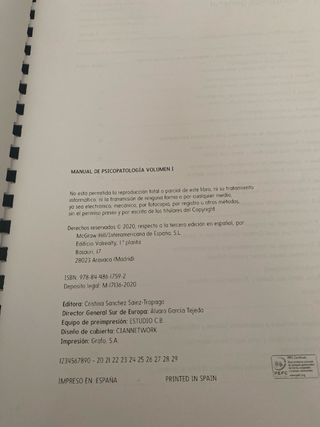 Manual de psicopatologia, vol I