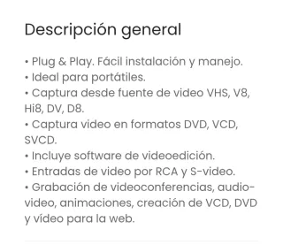 EasyCAP Capturadora Video USB 2.0 Analógico