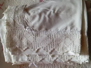 Juego Sábanas Cama 135 Encaje Blanco
