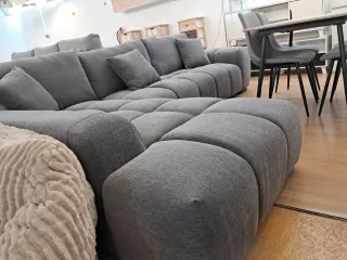 Sofá Chaiselongue Gris y Beige