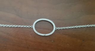 2 Pulseras Plateadas con Cadena y pequeñas piedras