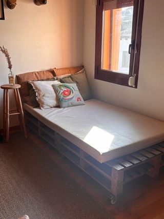 Sofá Palets con Colchón Beige y Marrón