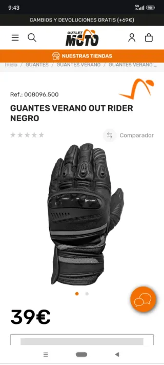 Guantes de moto nuevos de piel a estrenar talla L.