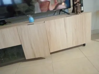 Mueble TV madera y cristal