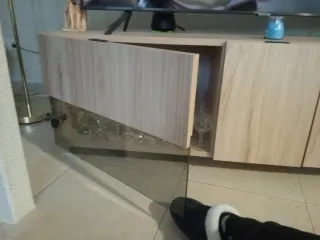 Mueble TV madera y cristal