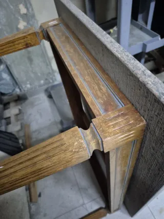 Mesa centro mármol y madera