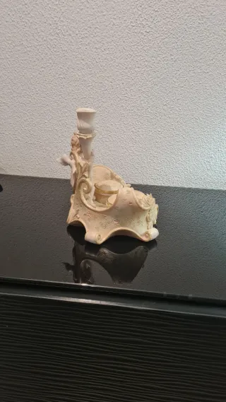 Joyero con Portavelas y Figura Ángel Art Nouveau