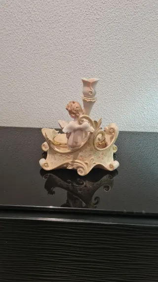 Joyero con Portavelas y Figura Ángel Art Nouveau