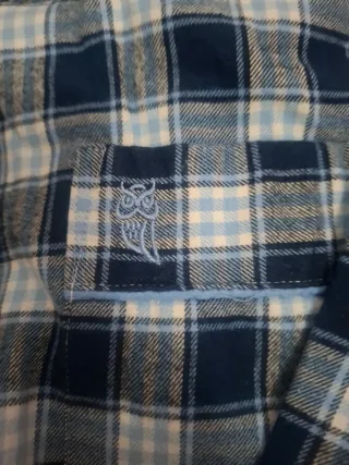 Pijama hombre cuadros azul y beige