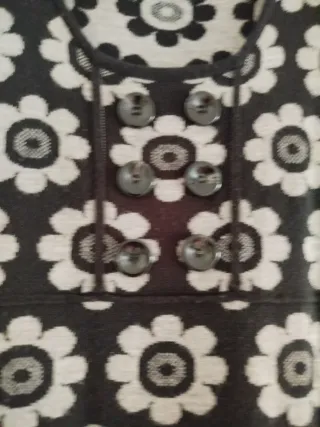 Vestido lana flores gris y negro