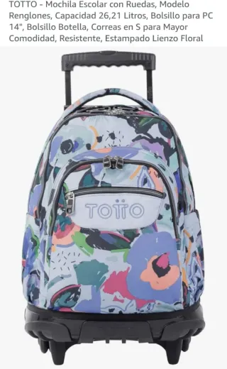 Mochila Totto con ruedas floral