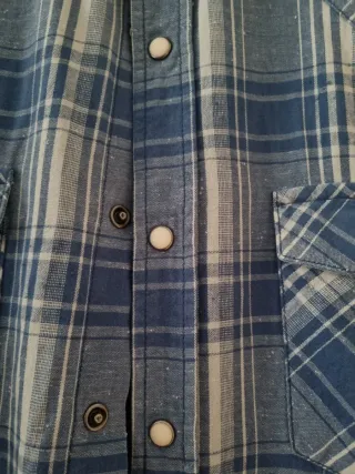 Camisa cuadros PULL&BEAR azul y blanco