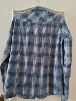 Camisa cuadros PULL&BEAR azul y blanco