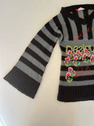 Jersey Desigual Rayas Flores Bordadas
