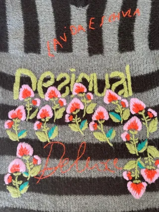 Jersey Desigual Rayas Flores Bordadas