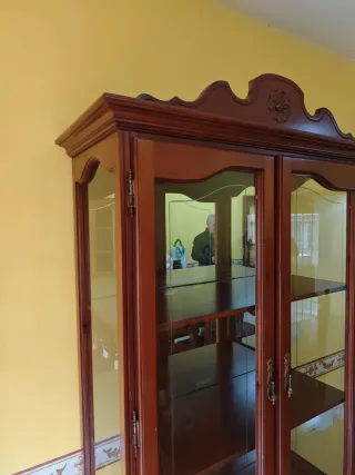 Vitrina de madera maciza con cristal