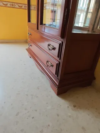 Vitrina de madera maciza con cristal