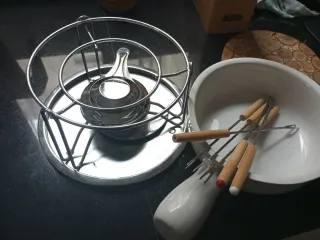 Juego Fondue Cerámica y Madera