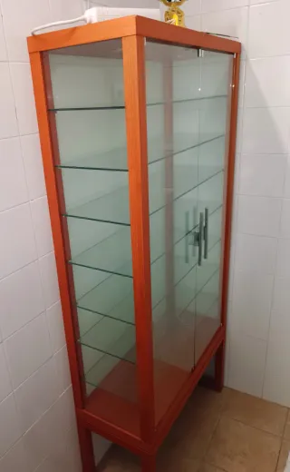 Vitrina de madera con luz