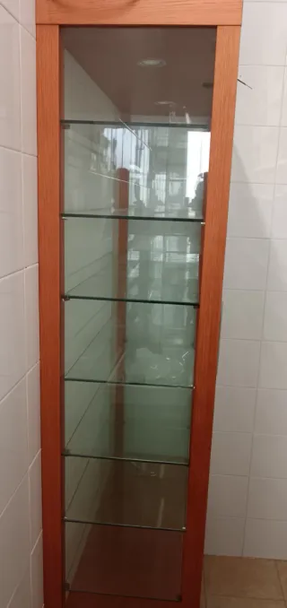 Vitrina de madera con luz