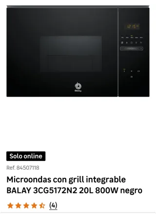 Microondas Balay Negro