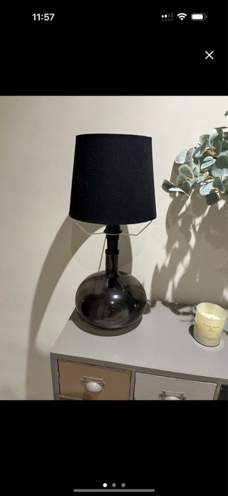 Lámpara de mesa moderna cristal y tela