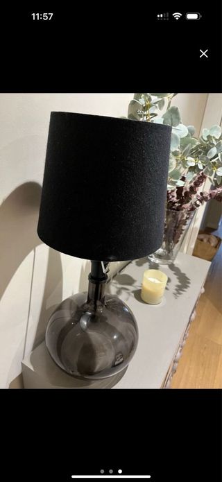 Lámpara de mesa moderna cristal y tela