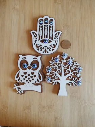 Imanes Ojo Turco mano de Fátima, Búho y Árbol vida