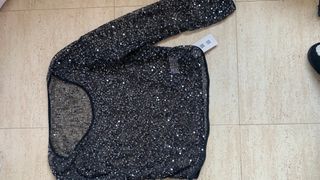 Top manga larga lentejuelas