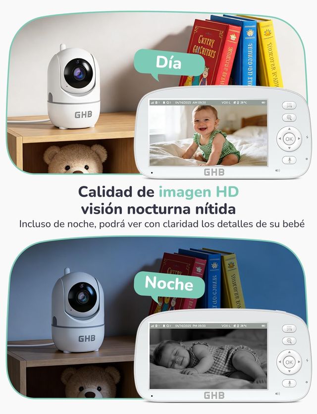 NUEVO - GHB Vigilabebés 5 720P IPS Pantalla