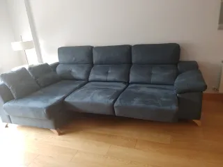 Sofá Chaiselong Azul Tela antiarañazos