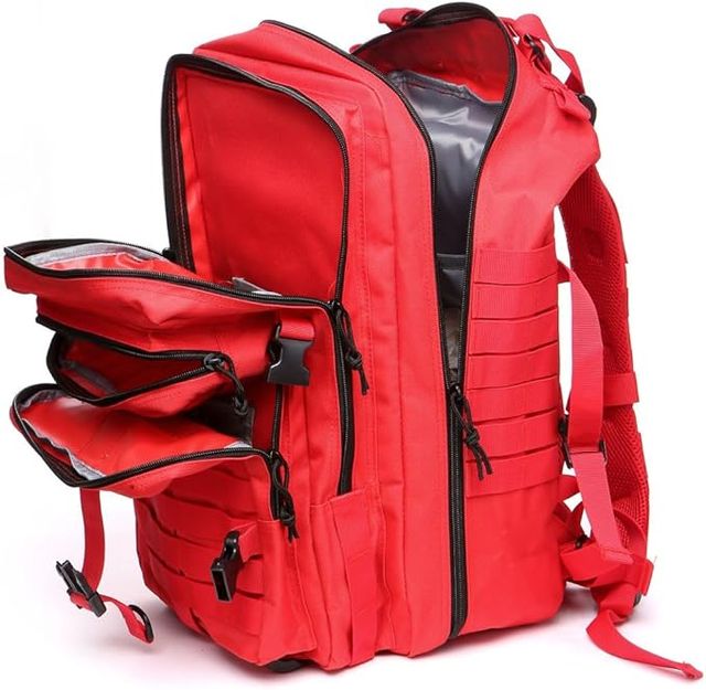 Mochila Táctica 50L Roja con 2 Parches