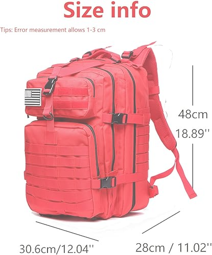 Mochila Táctica 50L Roja con 2 Parches