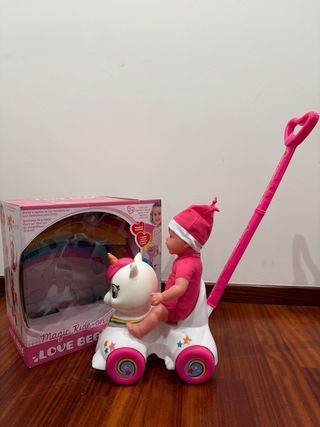 Muñeca con carro unicornio para pasear NUEVA