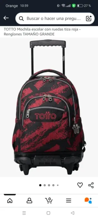 Mochila Totto Renglones Tiza Roja